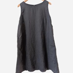 Unbranded Women's Grey 100% Linen Shift Dress